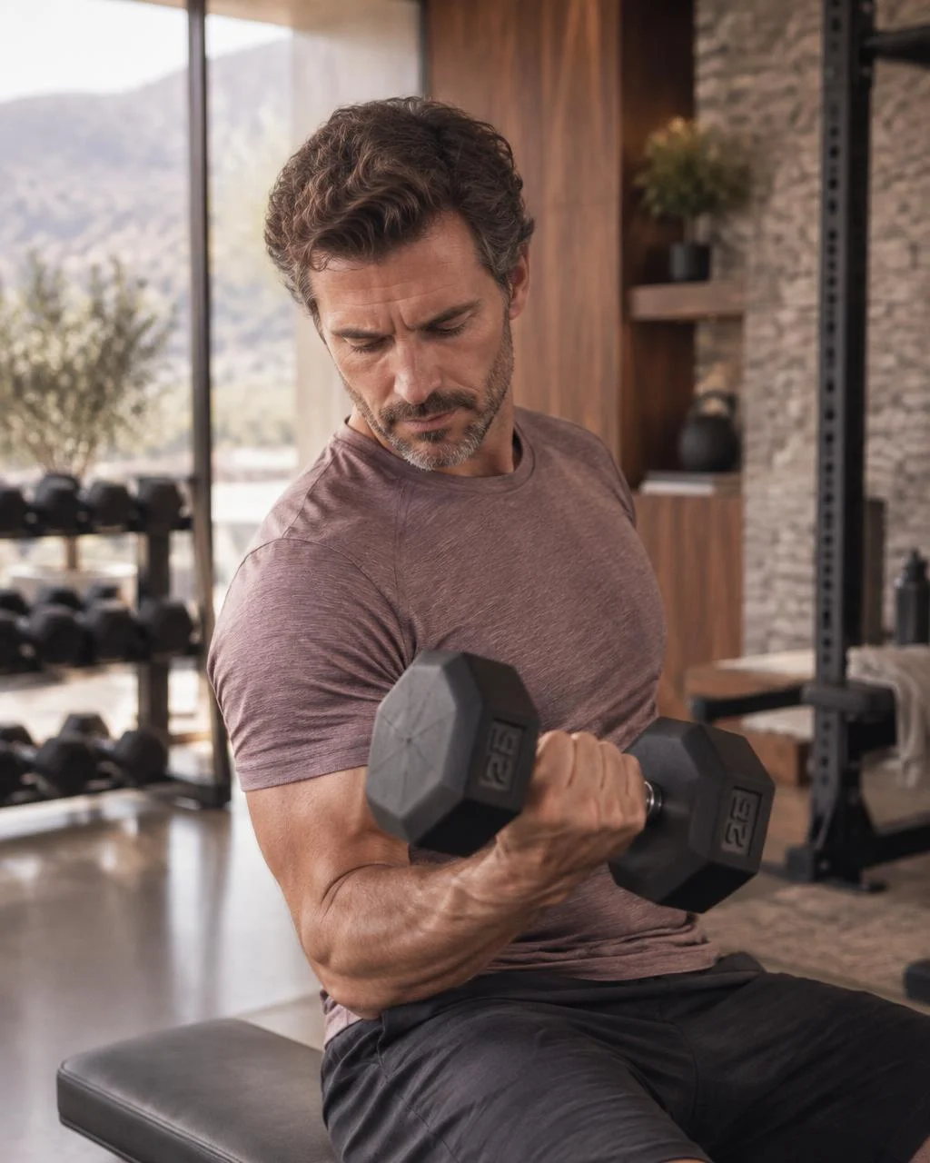 A man in his 40s strength training